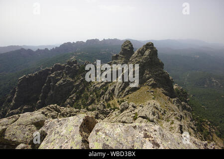 Aiguilles de Bavella from Punta di a Vacca (Tour III), France, Corsica, alpine variation of GR20 Stock Photo