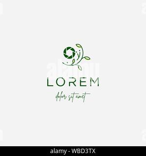 Camera Shutter Leaf Logo Design Vector Icon Stock Vector