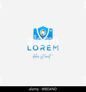 Camera Shield Logo Template Vector Design Sign Stock Vector
