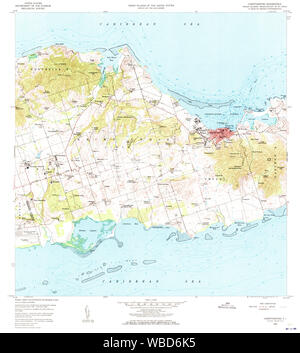 USGS TOPO Map Virgin Islands VI Christiansted 462199 1958 24000 Restoration Stock Photo