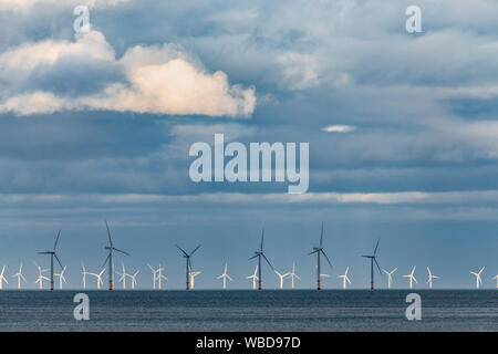 Gwynt y Mor offshore wind farm, North Wales coast Stock Photo
