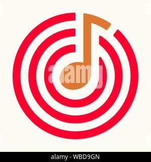 Vector illustration. Musical target icon in plan, flat and geometrical style. Stock Vector