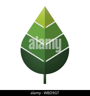 Vector illustration. Leaf icon as monolith or pyramid, in green tones. Stock Vector