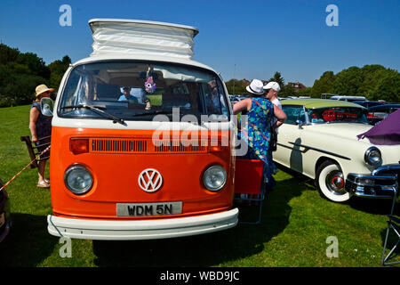 August Bank Holiday Monday 2019. VW Campervan in the Classic car show at Hazlemere Fete, Buckinghamshire, UK. 26/8/19 Stock Photo