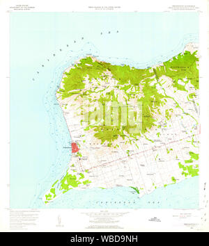 USGS TOPO Map Virgin Islands VI Frederiksted 462217 1958 24000 Restoration Stock Photo