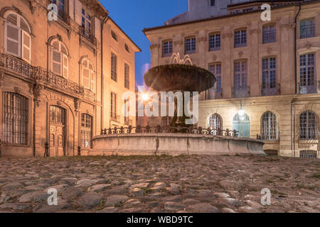 historic fountain at  Place d'Albertas in Aix en Provence,  france Stock Photo