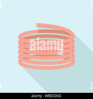Red coil icon, flat style Stock Vector