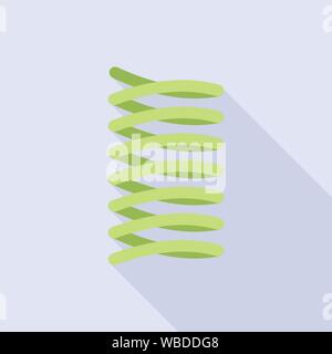 Green spring coil icon, flat style Stock Vector