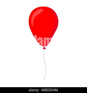 Cartoon red baloon. Decorative party element. Birthday themed vector illustration for icon, stamp, label, certificate, brochure, gift card, poster, co Stock Vector