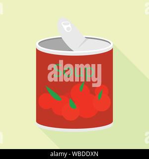 Soup tin can icon, flat style Stock Vector