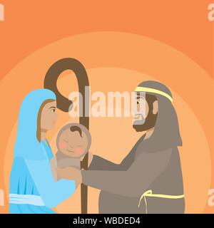 celebration merry christmas manger flat design Stock Vector