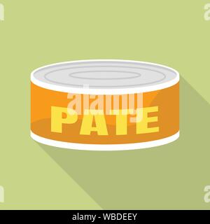 Tin can pate icon, flat style Stock Vector