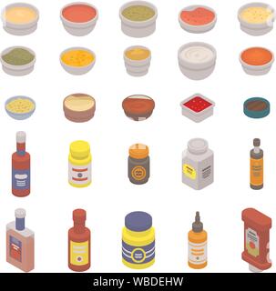 Condiment icons set, isometric style Stock Vector