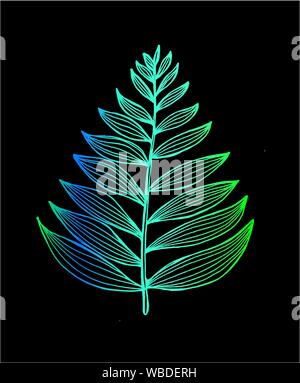 Gradient picture of a fractal leaf. Branch of a fern Stock Vector