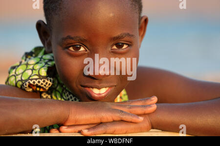 Beautiful girl in primary school in Kigoma, Tanzania Stock Photo