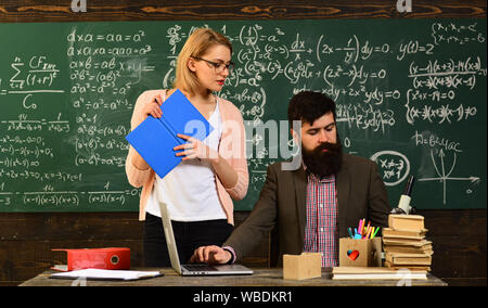 Education and literacy concept - high school teachers give lectures in the classroom, Great teachers find out what makes students interested and use i Stock Photo