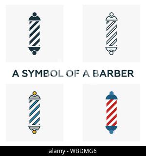 Barber Symbol icon set. Four elements in diferent styles from barber shop icons collection. Creative barber symbol icons filled, outline, colored and Stock Vector