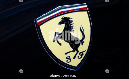 Badge logo on a Ferrari sport car Stock Photo