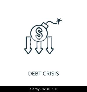 Debt Crisis outline icon. Thin line concept element from risk management icons collection. Creative Debt Crisis icon for mobile apps and web usage Stock Vector