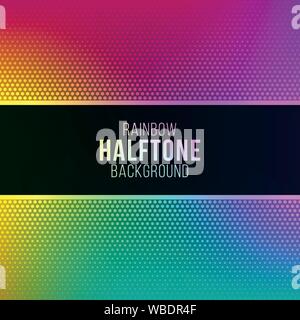 Colorful gradient background with halftone pattern. Rainbow dotted background. Stock Vector