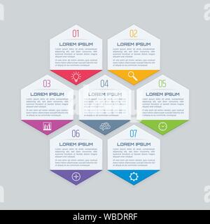 Colorful infographic template with hexagon shapes. Vector banner design. Stock Vector