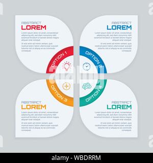 Colorful infographic template with four leafed clover shapes. Vector banner design. Stock Vector