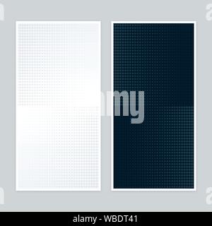 Gradient banners with contrast halftone patterns. Monochrome vertical banner set. Stock Vector