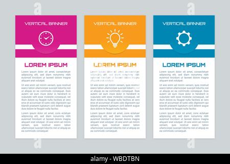 Infographic banners with different color options. Vertical banner set. Stock Vector