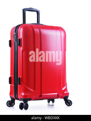 Travel suitcase isolated on white background. Stock Photo