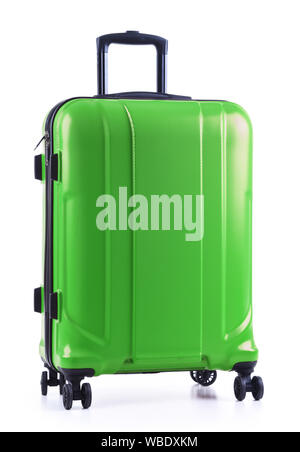 Travel suitcase isolated on white background. Stock Photo