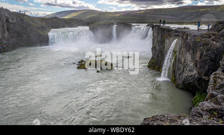 A view of the Godafoss Waterfall in Iceland. Stock Photo