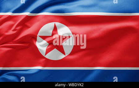 Waving national flag of North Korea Stock Photo