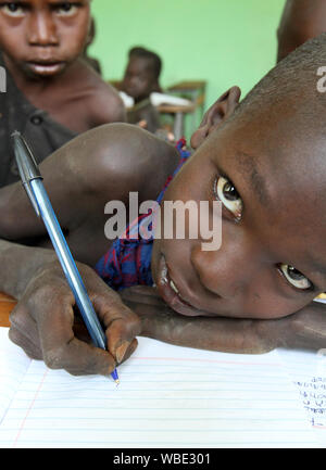 Students of the Suri tribe in a primary school in South Omo, Ethiopia. Stock Photo