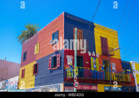 BUENOS AIRES, ARGENTINA - JANUARY 30, 2018: Caminito is a colorful area in La Boca neighborhoods in Buenos Aires. With colorfully painted buildings. Stock Photo