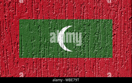 Flag of Maldives close up painted on a cracked wall Stock Photo