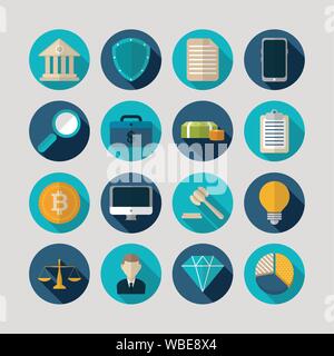 finance business icons flat design Stock Vector