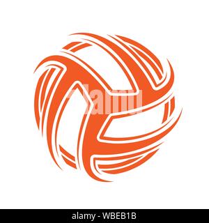 Orange abstract volleyball symbol isolated on white background Stock Vector
