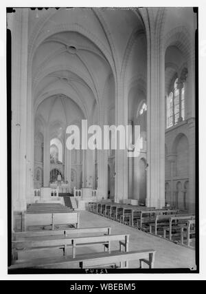 French church & orphanage of Jesus Adolescent in Nazareth. Int[erior] of basilica taken from left of centre aisle Abstract/medium: G. Eric and Edith Matson Photograph Collection Stock Photo