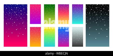 Soft color vibrant gradient modern screen vector ux ui design palette for mobile. Living smooth colorful background set in trendy colors with snowflake. Festive event snow illustration Stock Vector