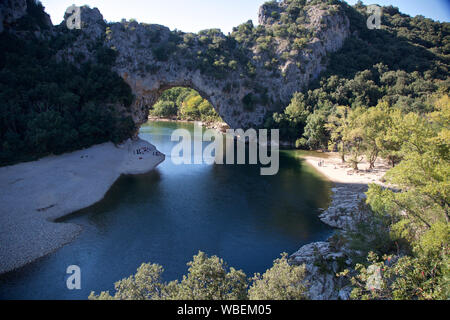 Le Pont d'Arc, natural stone bridge over the Ardèche River, southern France. Stock Photo