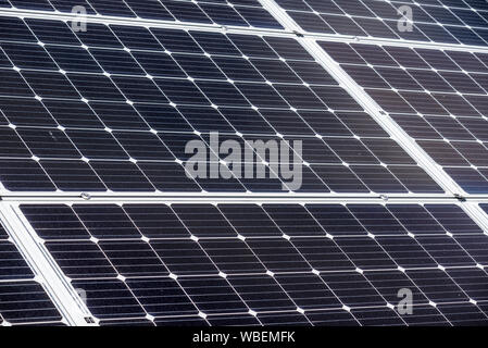 Solar energy panels at the Minam River Lodge in Oregon's Wallowa Mountains. Stock Photo