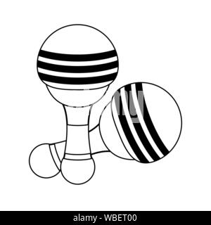 mexico culture and foods cartoons in black and white Stock Vector