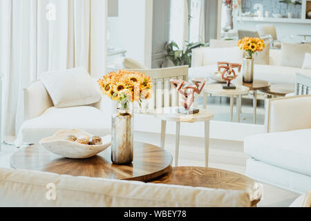 Floral Arrangement Of Sunflowers Decorating The Living Room