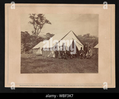 Gen. Randolph B. Marcy with officers and civilians at Army of the Potomac headquarters. Antietam, Md. Abstract/medium: 1 photograph : albumen silver print on card mount ; 11.5 x 15 cm (mount) Stock Photo
