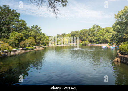 Raleigh/ NC/ USA - August 7, 2019: bridge at the Pullen Park, the oldes in town, established in 1887 Stock Photo