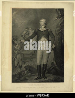 Gen. Washington (on the battle field at Trenton) / engraved by W. Warner from the original picture by Col. John Trumbull in possession of Yale College N. Haven. Abstract/medium: 1 print : mezzotint. Stock Photo