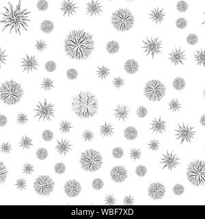 Seamless pattern of outline microbes. Isolated black simple line element illustration from a medical concept. Editable vector stroke microbe. Virus ic Stock Vector