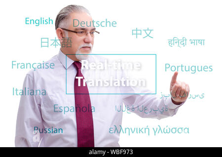 The concept of real time translation from foreign language Stock Photo