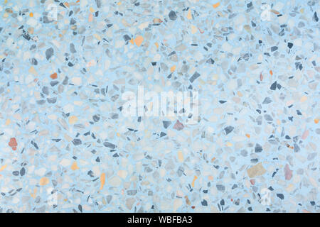 terrazzo flooring texture polished stone pattern wall and blue color old surface marble for background image horizontal Stock Photo