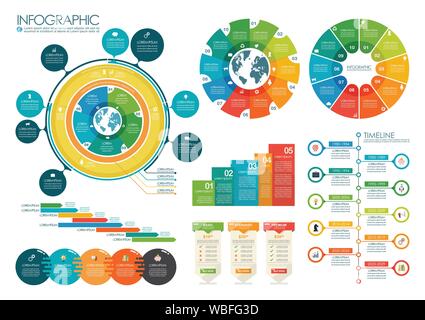 Infographic chart templates collection. vector illustration Stock Vector